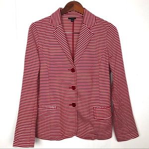 Talbots White and Red Striped Blazer Women's Sz M